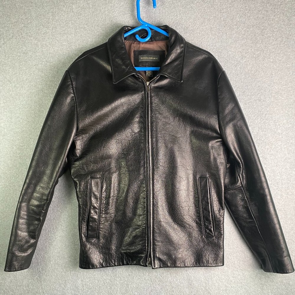Banana Republic Men's XL Leather Jacket - Black